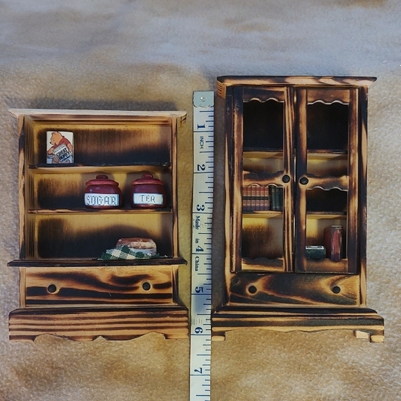 Doll House Wooden Furniture Set Book Shelf Kitchen Hutch - Picture 5 of 8